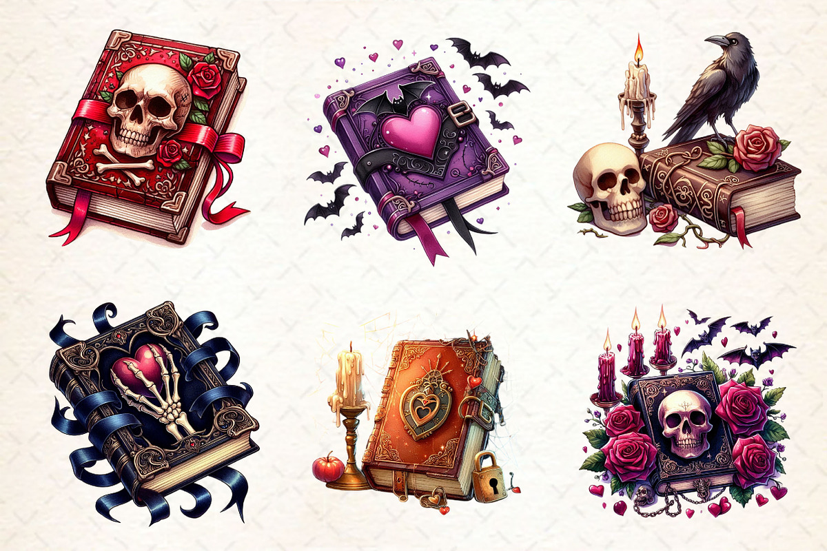 Gothic Valentine's Day Books Clipart, a Work Illustration by Dream Creation (Photo 3 of 5)