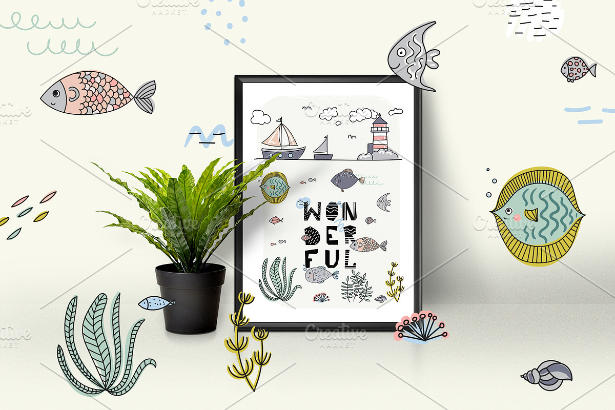 Marine. Design set., an Animal Illustration by kuchuk_design (Photo 5 of 5)