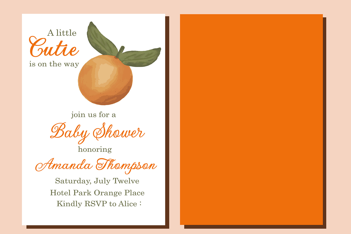 Citrus Orange Baby Shower Party Set, an Invitation Template by Patterndigitpics (Photo 2 of 6)