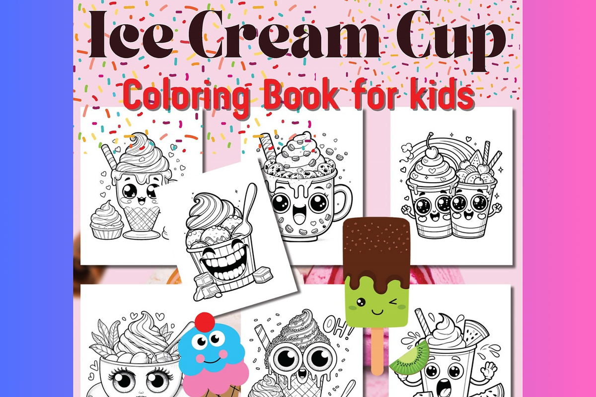 Ice Cream Cup Coloring Book for kids, an Animal Illustration by Sourcedigi (Photo 1 of 3)