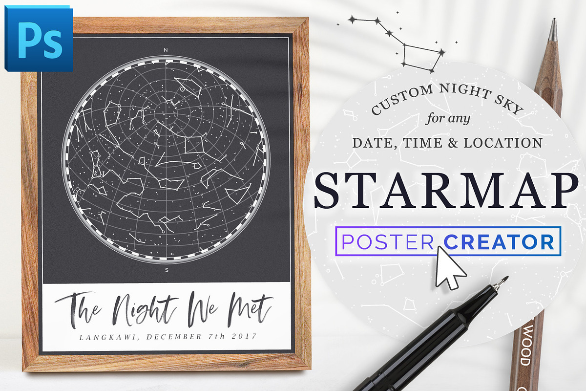 Star Map Poster Creator, Minimal, a Plug-in Add-On by Drifter Studio