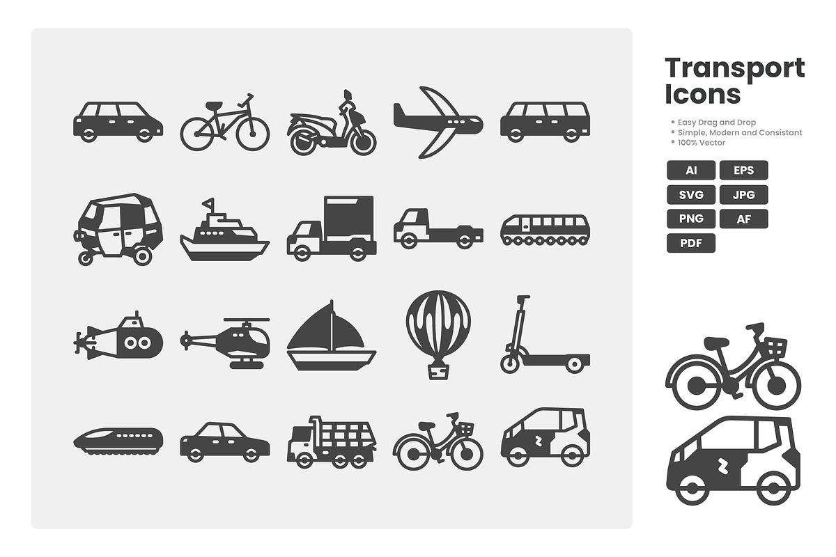 Transport Icon Pack, a Solid Icon by erifqizeicon (Photo 3 of 3)