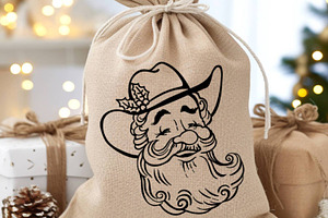 Santa Face Cowboy Hat Svg, Png Cut