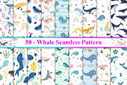 Whale Seamless Pattern, a Pattern Graphic by Digital Studio (Thumbnail 1 of 7)