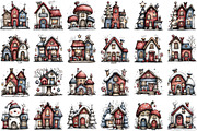 Whimsical Christmas House Clipart, an Illustration by Sublimation Artist (Thumbnail 2 of 6)