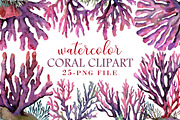 Watercolor Coral Clipart, an Illustration by Libby Wishes (Thumbnail 1 of 5)