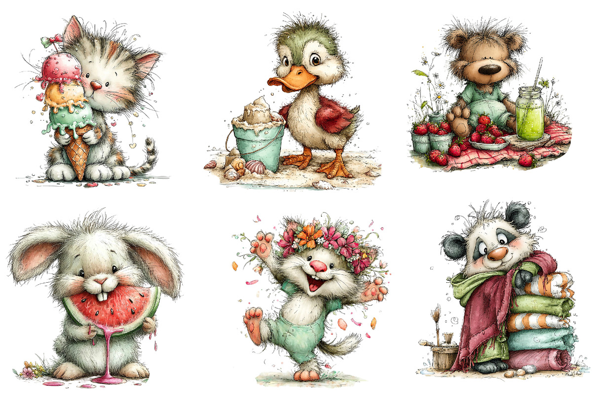 Whimsical Summer Animals Clipart, an Illustration by Dream Creation (Photo 4 of 5)