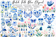 Dutch Folk Blue Clipart Set, an Illustration by Sublimation Artist (Thumbnail 1 of 6)