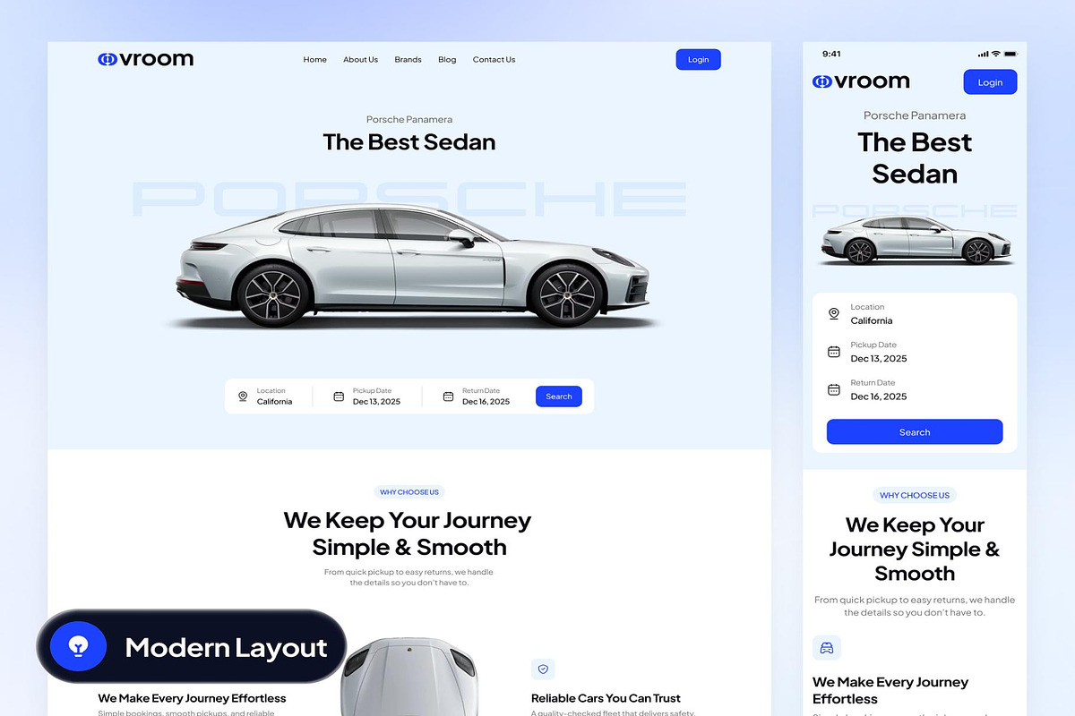 vroom - Car Rental Website UI Kit, an UI Kit Template by Creative Perspective (Photo 8 of 10)