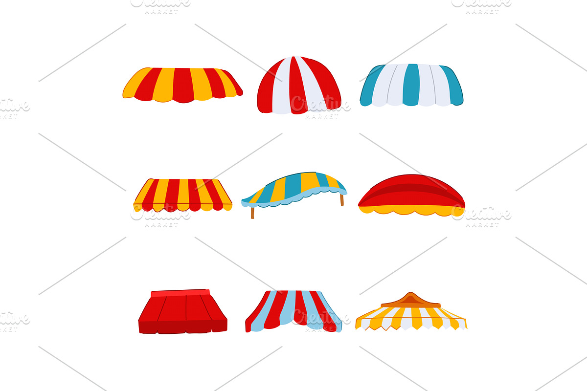 canopy awning set cartoon vector, an Object Illustration by pikepicture