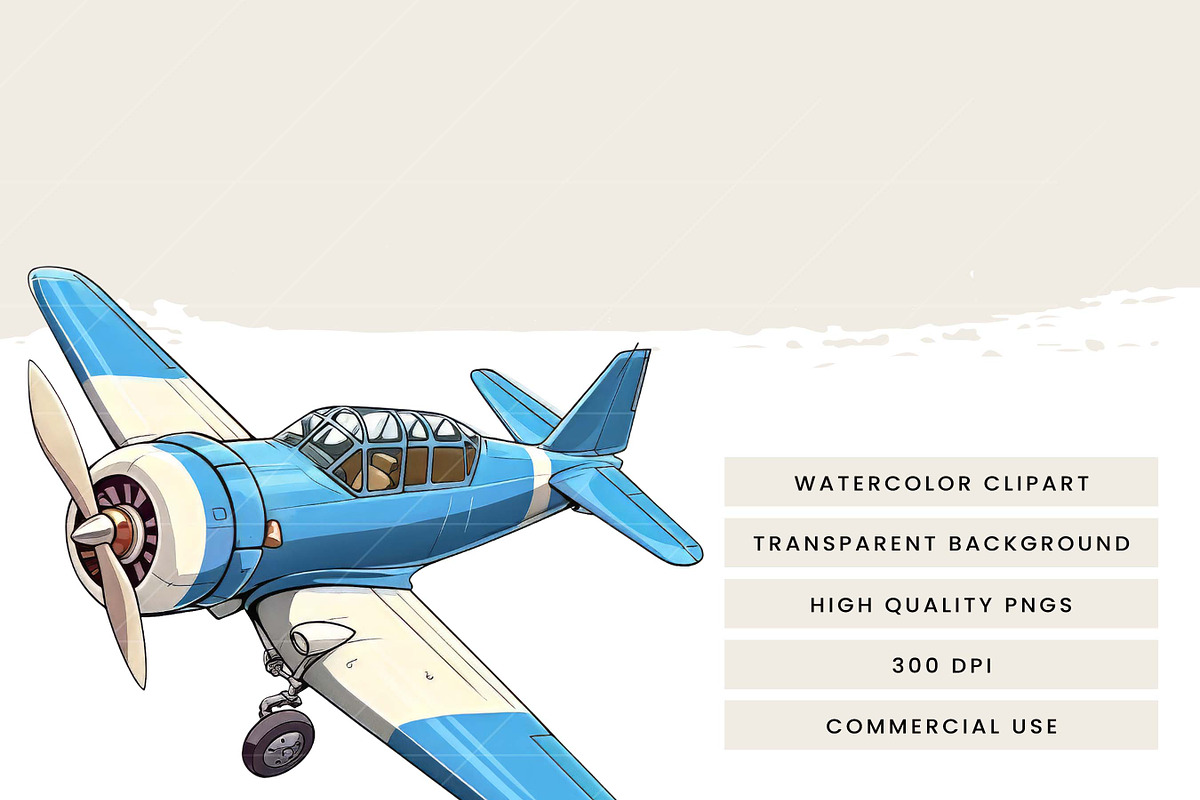 Watercolor Airplane Clipart Bundle, a Transportation Illustration by Design Scotch (Photo 7 of 8)