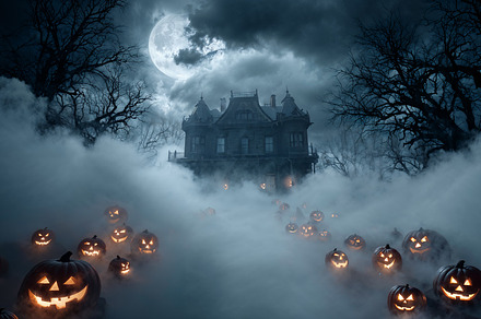 Fall border or element with pumpkins preview 3