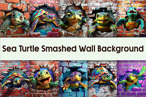 Sea Turtle Smashed Wall Background
