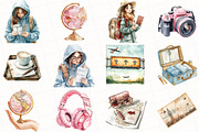 Watercolor Travel the World Clipart, an Illustration by OK Design (Thumbnail 2 of 6)