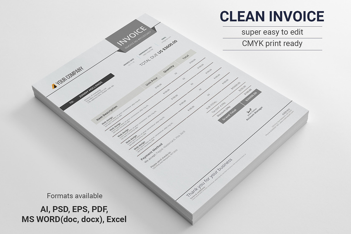 Invoice template, a Stationery Template by art_ample (Photo 1 of 2)
