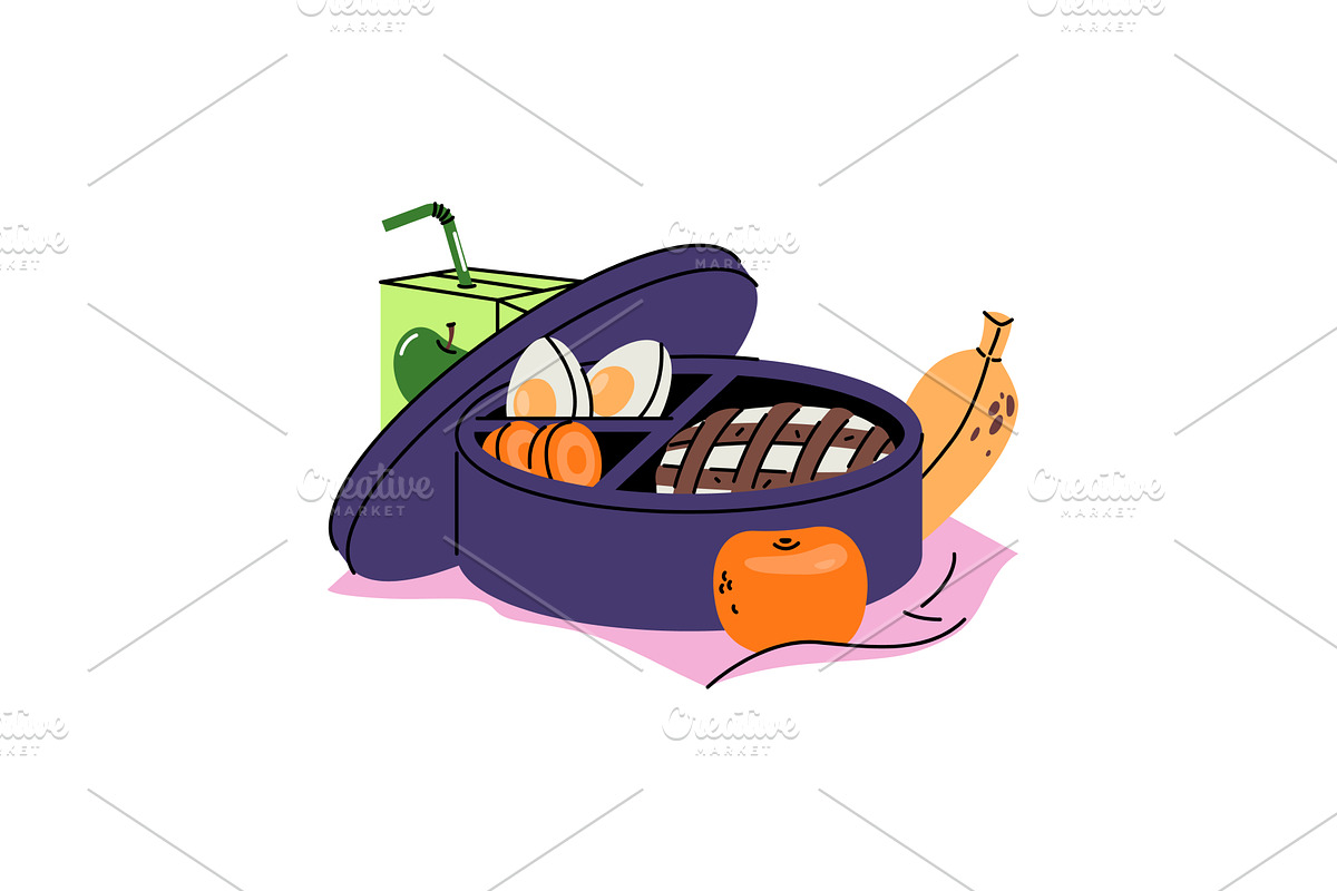 Bento with food, lunchbox with meal, a Food Illustration by Elegant Solution