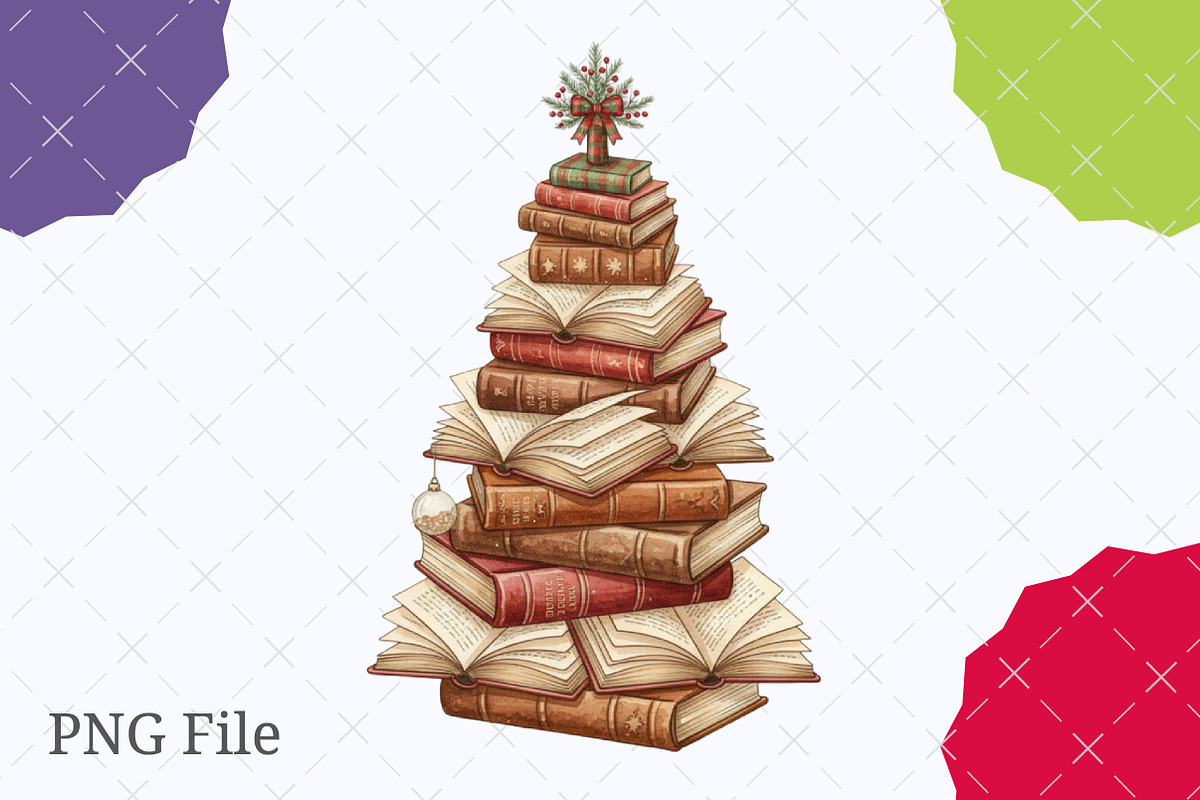 Christmas Tree Books Teacher Design, an Illustration by designcity5 (Photo 1 of 8)