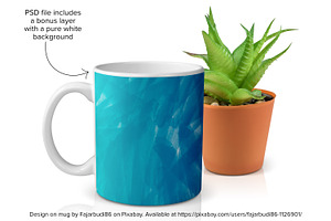 PSD MUG MOCKUP - 11 Oz Mug & Plant