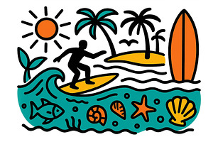 Vector illustration of a surfer, an Animal Illustration by ZinetroN