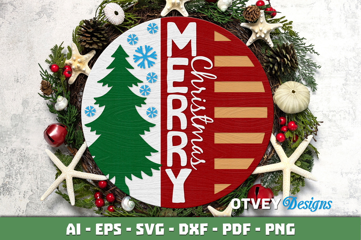 Merry Christmas Door Hanger LaserCut, a Decorative Illustration by OTVEY DESIGN (Photo 9 of 13)