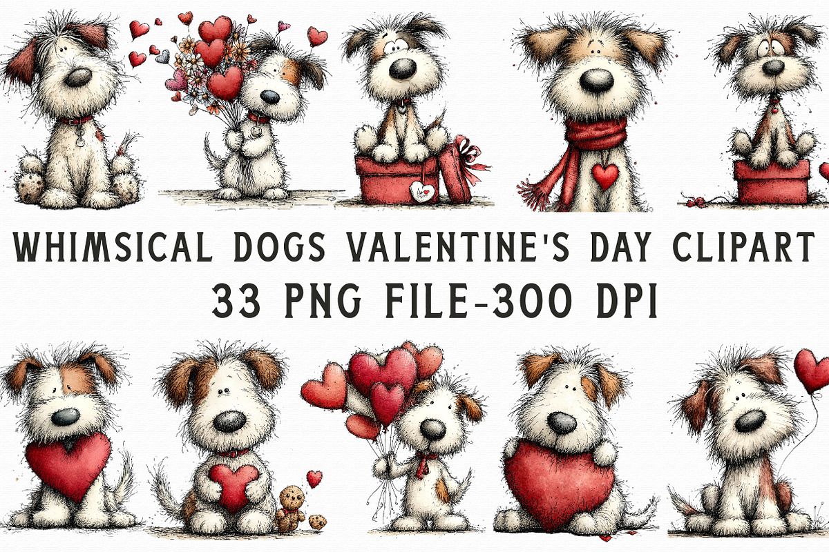 Whimsical Dogs Valentine's Day Clipa, an Illustration by Libby Wishes (Photo 4 of 6)