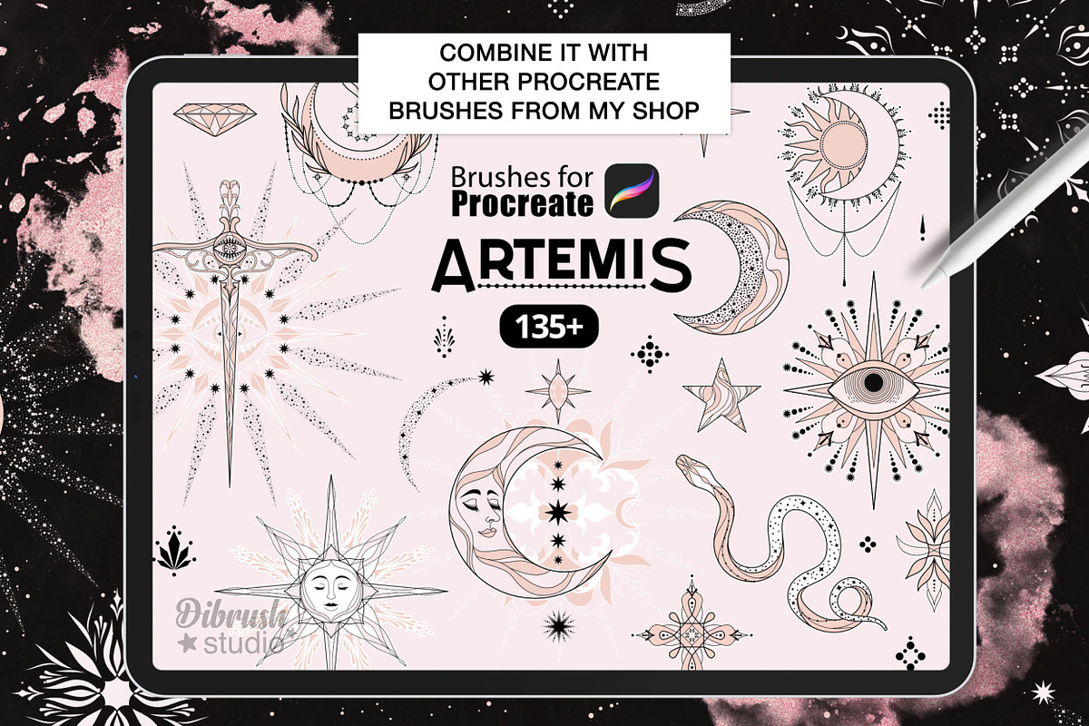 Procreate - Elegant Tattoo Flowers, a Brush Add-On by DiBrush Studio (Photo 7 of 7)