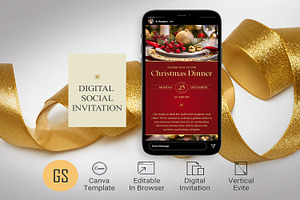 Christmas Dinner Digital Invitation, a Social Media Template by Godserv Designs