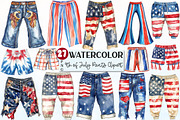 Watercolor 4th of July Pants Clipart, a Seasonal Illustration by Rose Art (Thumbnail 1 of 4)