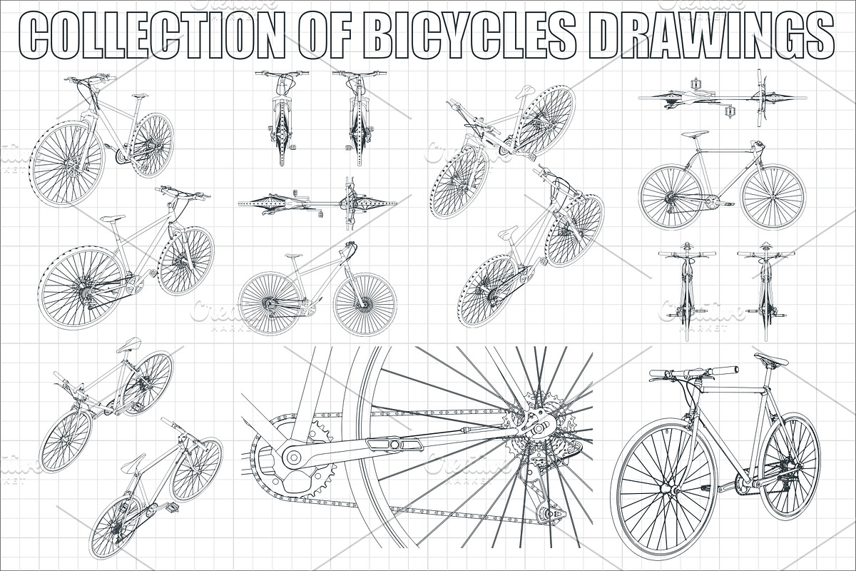 Bicycles drawings Set, an Illustration by Blacklight (Photo 4 of 8)