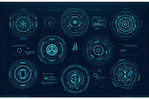 Circular graph bars and HUD UI, an Illustration by Vector Tradition