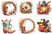 Watercolor Cowboy Autumn Clipart, an Illustration by CraftArtStudio (Thumbnail 2 of 6)