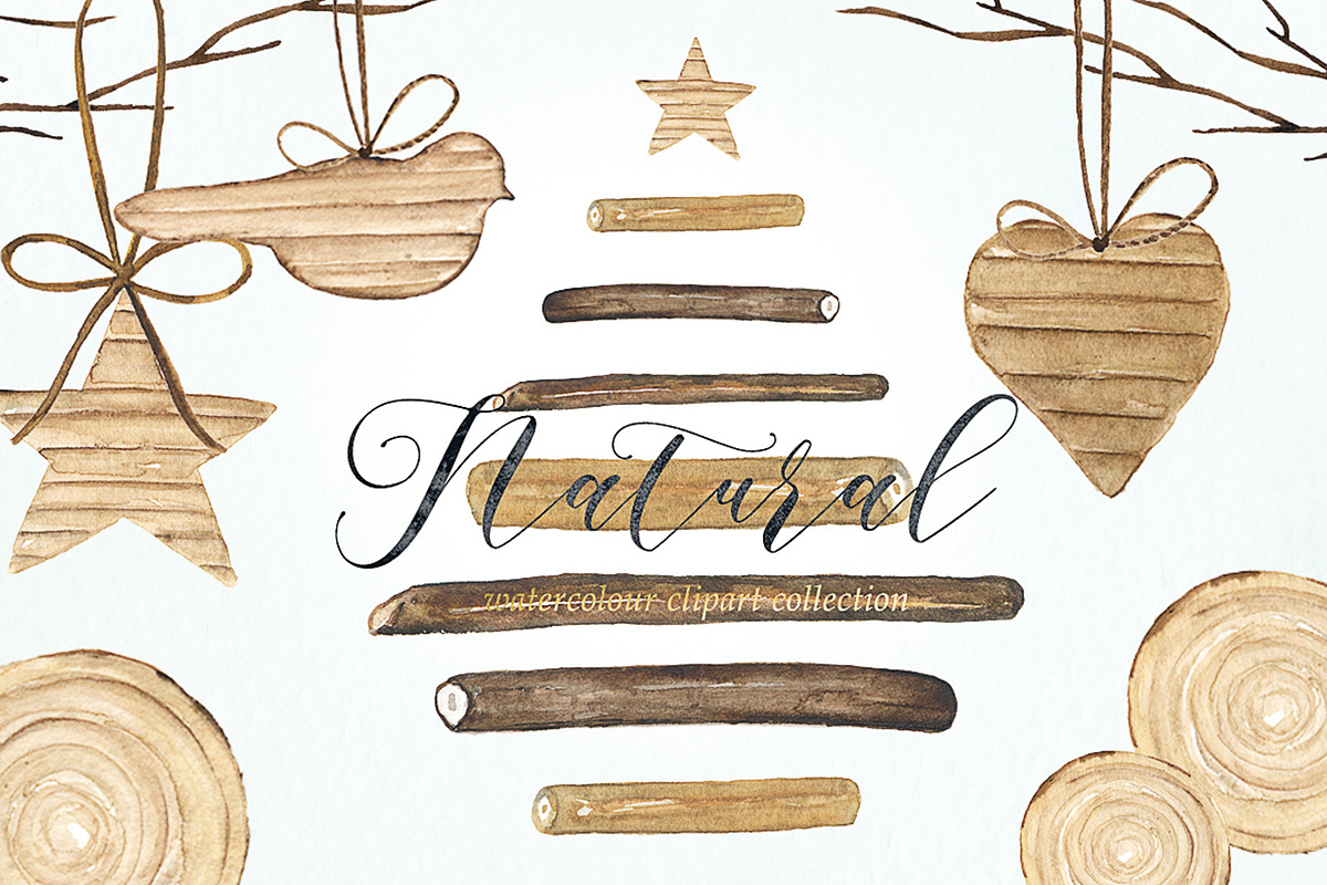 Natural Winter Watercolor clipart, a Graphic by LABFcreations (Photo 3 of 7)