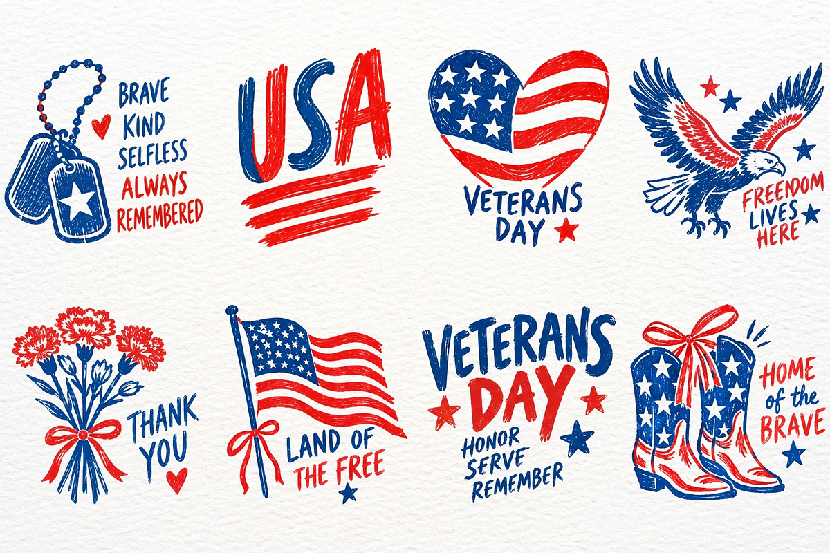 Veterans Day Clipart USA Patriotic, a Seasonal Illustration by SugarCloudStudioArt (Photo 4 of 4)
