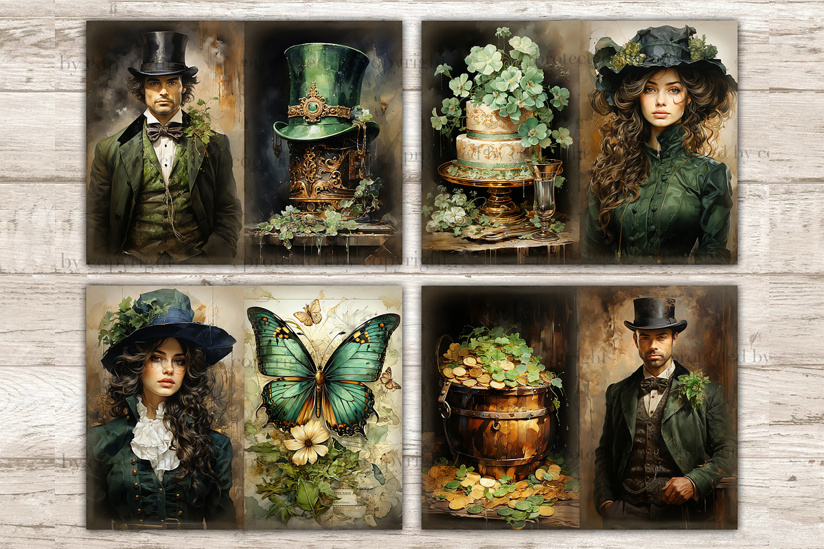 St. Patrick's Day Junk Journal Paper, a Seasonal Illustration by GlamArtZhanna (Photo 2 of 10)