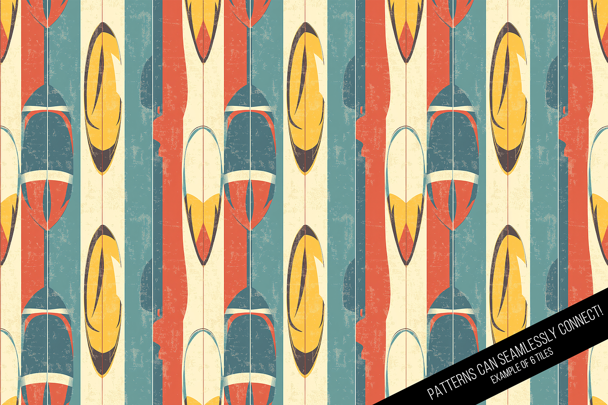 Retro Surfing Seamless Digital Paper, a Pattern Graphic by Chromolume Studio (Photo 14 of 15)