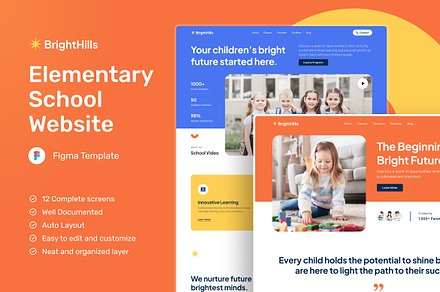 Elementary School Website, an UI Kit Template by peterdraw