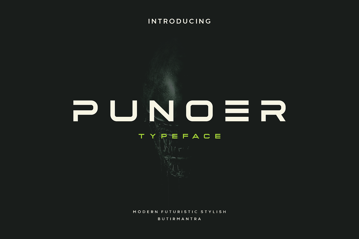 Punoer - Modern Futuristic Typeface, a Sans Serif Font by Letterna (Photo 1 of 4)