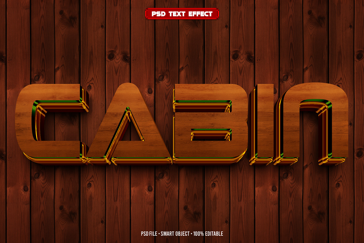 Cabin 3D editable text effect, a Layer Style Add-On by Hello Muh (Photo 1 of 2)