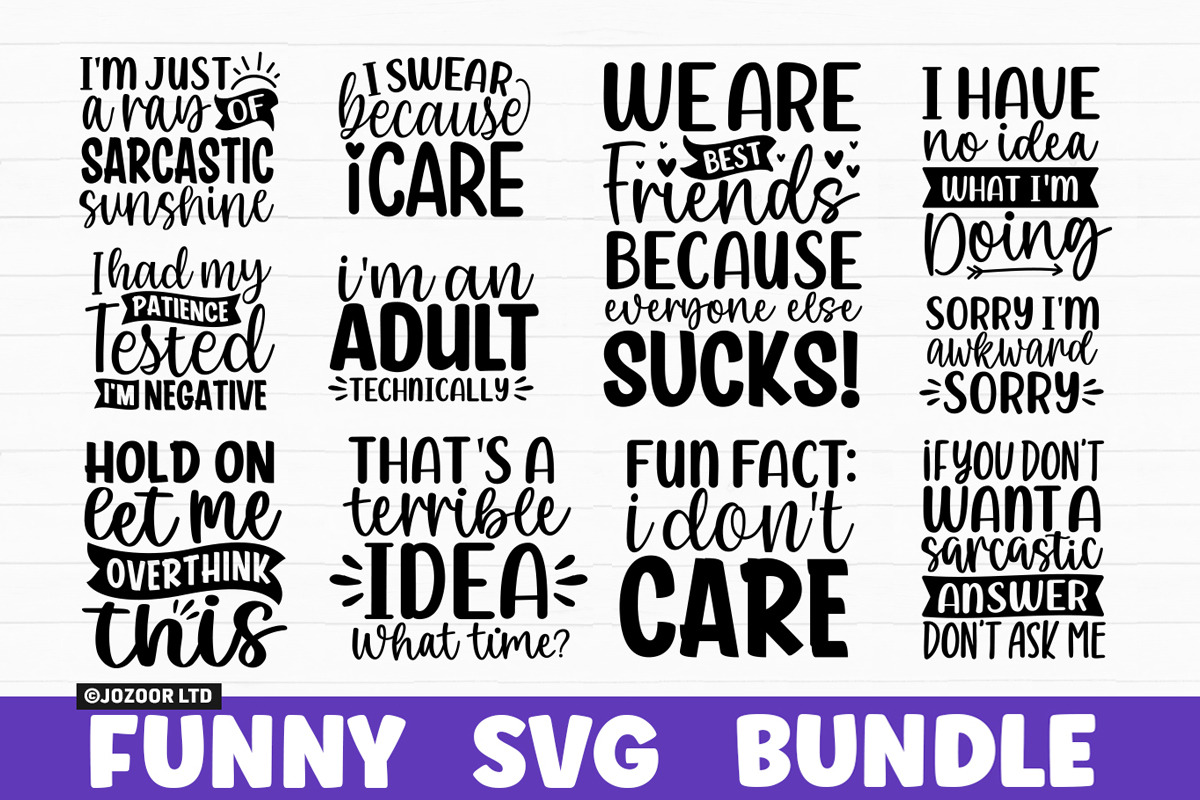 Funny Quotes Sarcasm SVG Bundle, an Object Illustration by Jozoor (Photo 3 of 3)