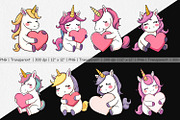 Unicorn Holding Heart Clipart, a Graphic by Artnoy (Thumbnail 2 of 5)
