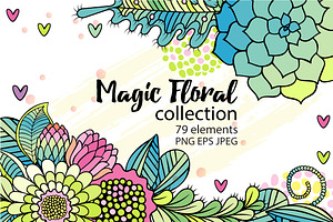 Floral collection. Hand drawn set.