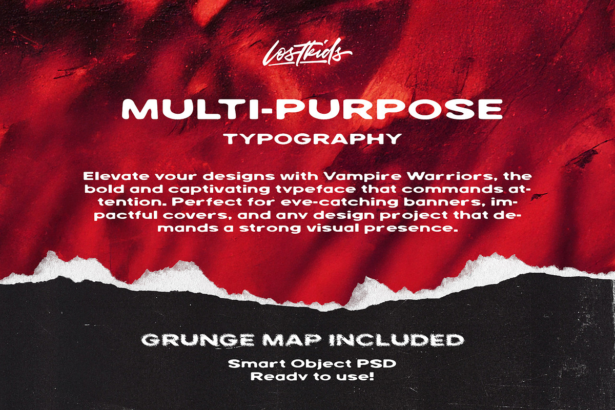 VAMPIRE WARRIOR FONT + PSD EFFECT, a Sans Serif Font by Lostkids (Photo 3 of 3)