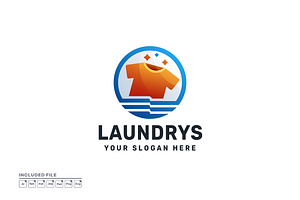 Laundry Gradient Vector Logo Design, a Branding & Logo Template by yuanesei