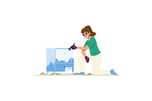 Woman painting wooden furniture, an Object Illustration by pikepicture