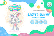 Easter bunny with balloons. Tshirt., an Animal Illustration by KENO Mascots (Thumbnail 1 of 5)