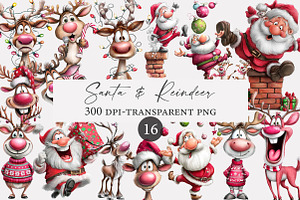 Santa & Reindeer Clipart, an Illustration by Designworld