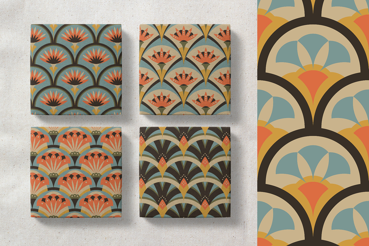 Retro Floral Seamless Patterns, a Pattern Graphic by tifftuff (Photo 2 of 6)