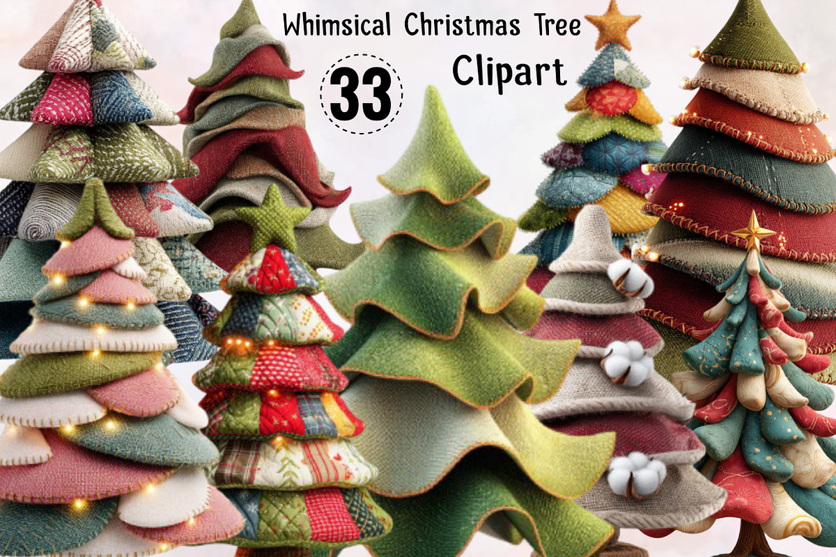 Whimsical Christmas Tree  Clipart Bu, an Illustration by SVGArt (Photo 1 of 8)