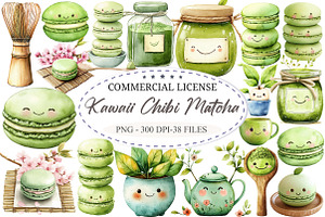 Cute Kawaii Chibi Matcha Clipart