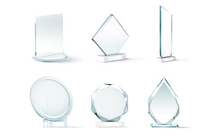 6 Glass Award Trophy Shapes 3D Model